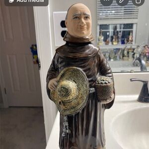 Monk Figurine with Straw Hat and Basket decanter